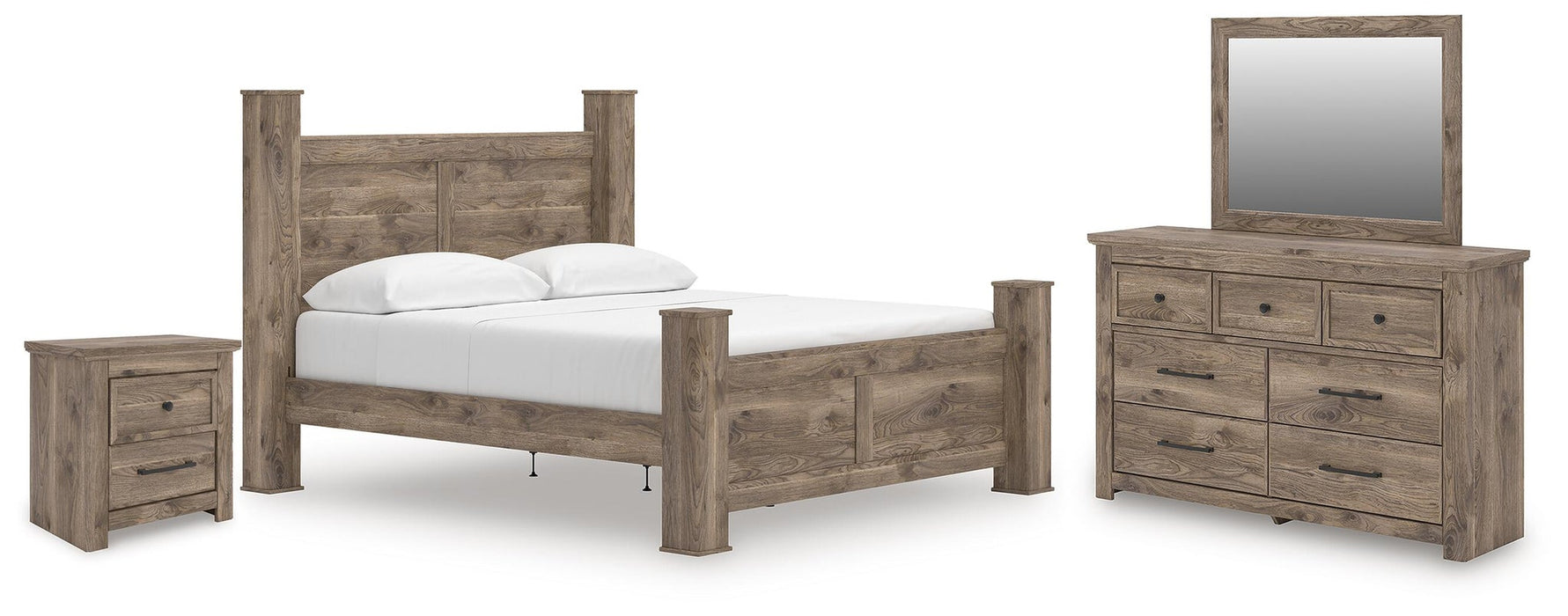 Keithland King Poster Bed, Dresser, Mirror and Nightstand