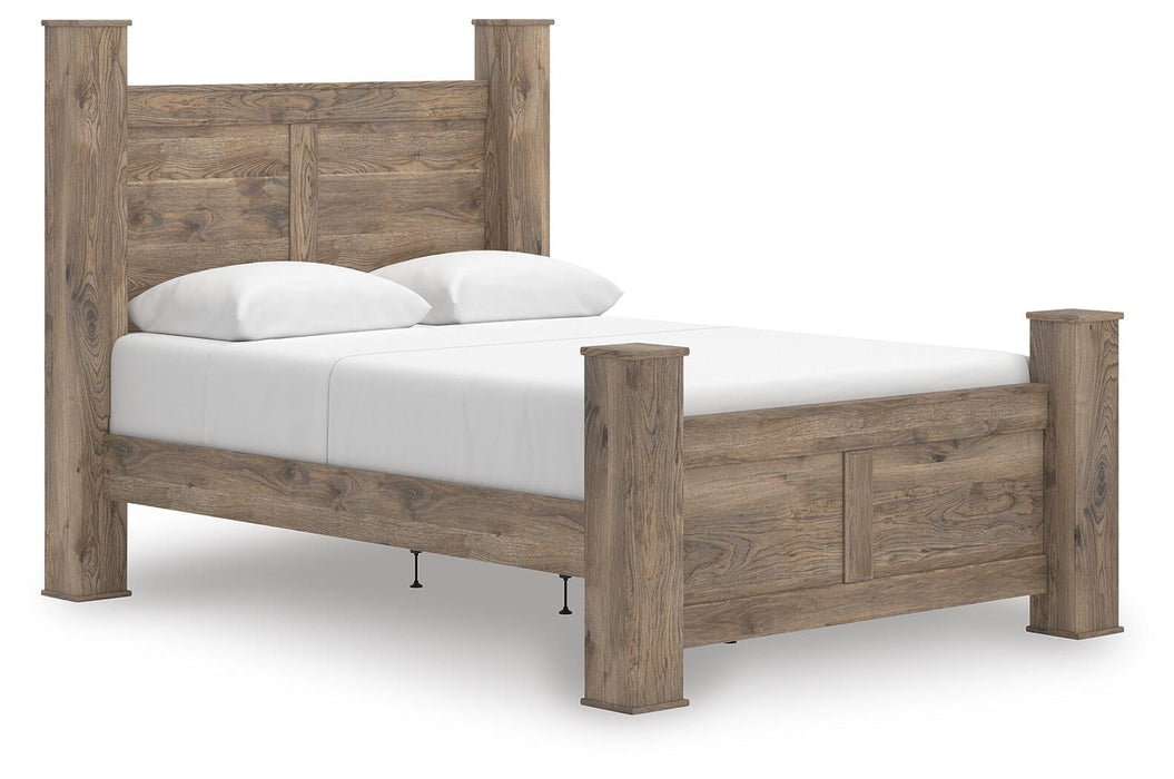 Keithland Queen Poster Bed with Mirrored Dresser