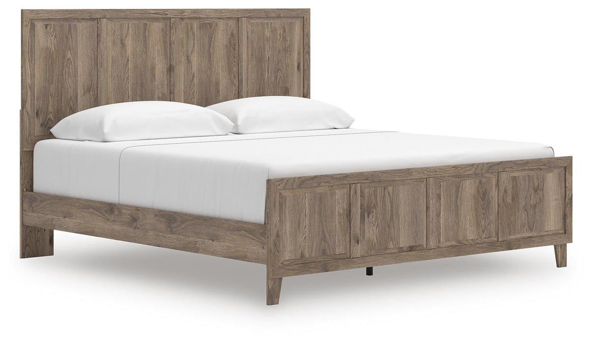 Keithland King Panel Bed with Mirrored Dresser and Nightstand