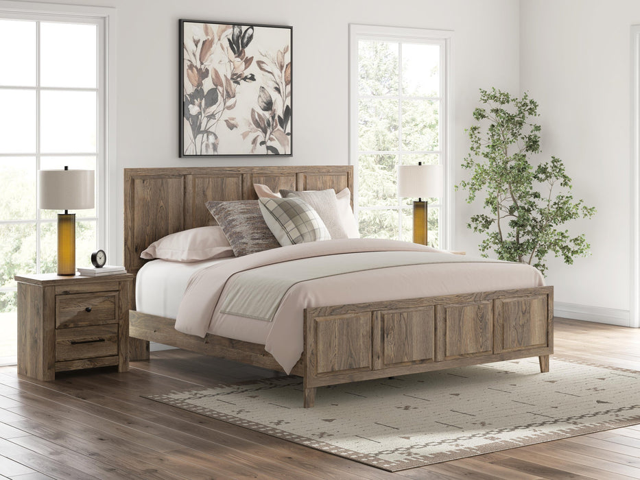 Keithland King Panel Bed with Mirrored Dresser and Nightstand