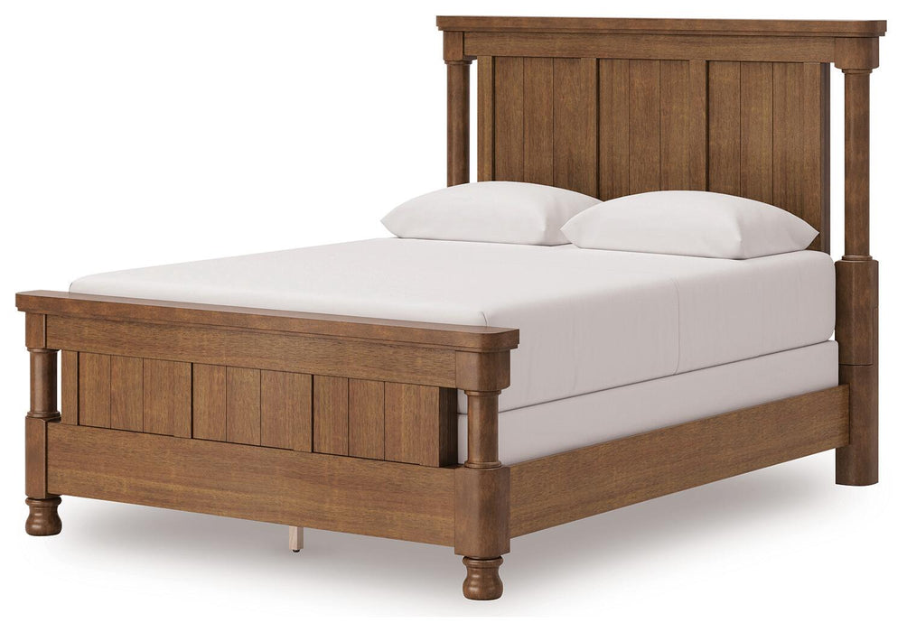 Chadworth Queen Poster Bed with Mirrored Dresser and Nightstand