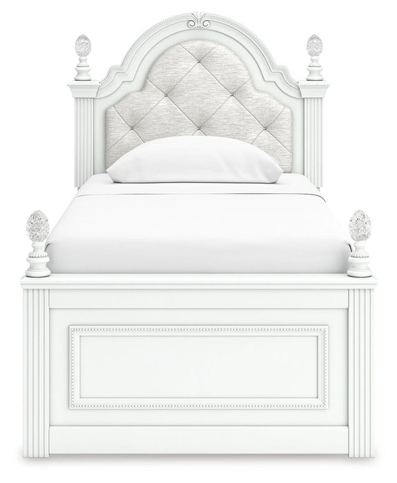 Maylilly Twin Upholstered Panel Storage Bed, Dresser and Mirror