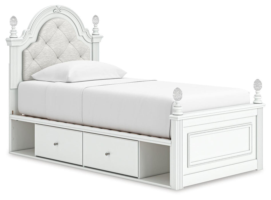Maylilly Twin Upholstered Panel Storage Bed, Dresser and Mirror