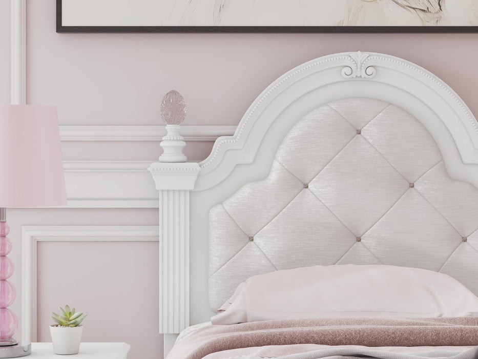 Maylilly Twin Upholstered Panel Storage Bed, Dresser and Mirror