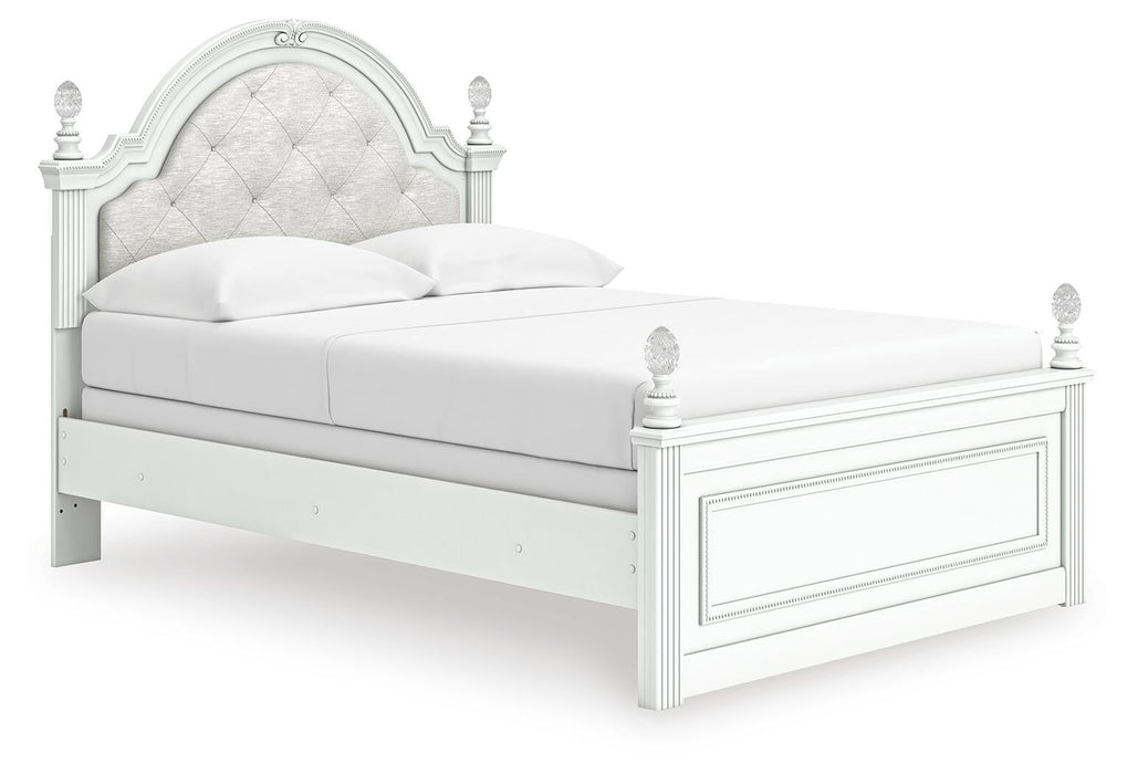 Maylilly Full Upholstered Panel Bed, Dresser and Mirror