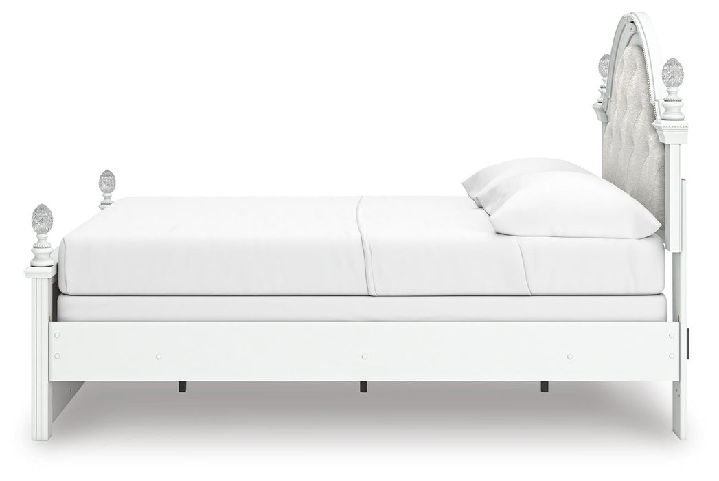Maylilly Full Upholstered Panel Bed, Dresser and Mirror