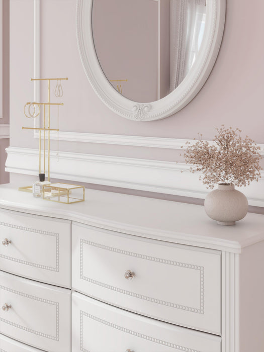 Maylilly Full Upholstered Panel Bed, Dresser and Mirror