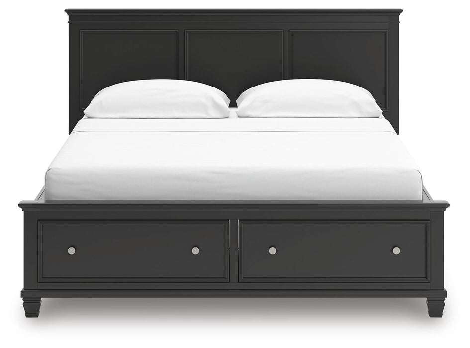 Lanolee California King Panel Storage Bed, Dresser, Mirror and Nightstand
