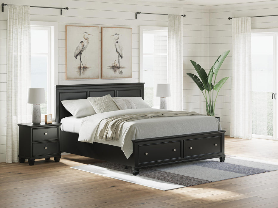 Lanolee California King Panel Storage Bed, Dresser, Mirror and Nightstand
