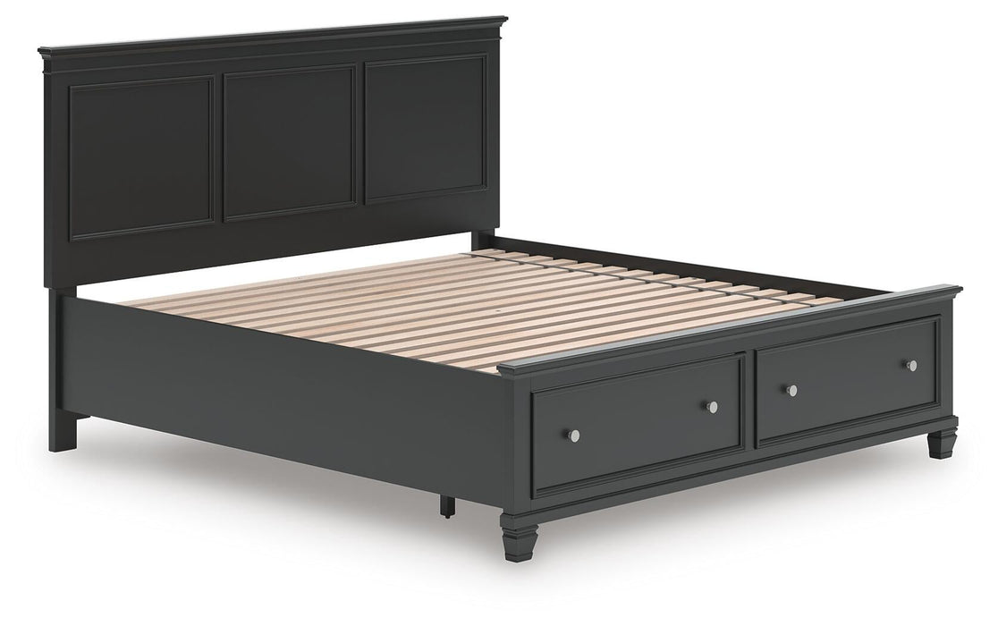 Lanolee King Panel Storage Bed, Dresser, Mirror and Nightstand