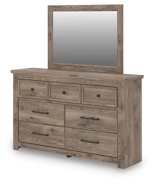 Keithland King Panel Bed with Mirrored Dresser