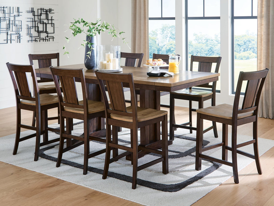 Anixburg Counter Height Dining Table and 8 Barstools