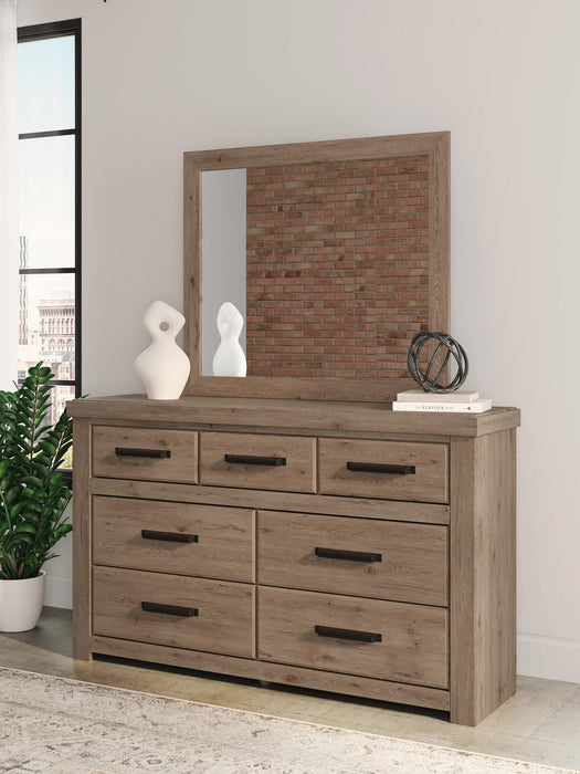 Garistyn King Panel Bed. Dresser, Mirror and Nightstand