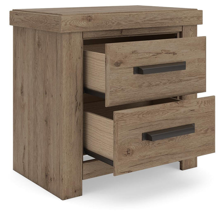 Garistyn King Panel Bed. Dresser, Mirror and Nightstand