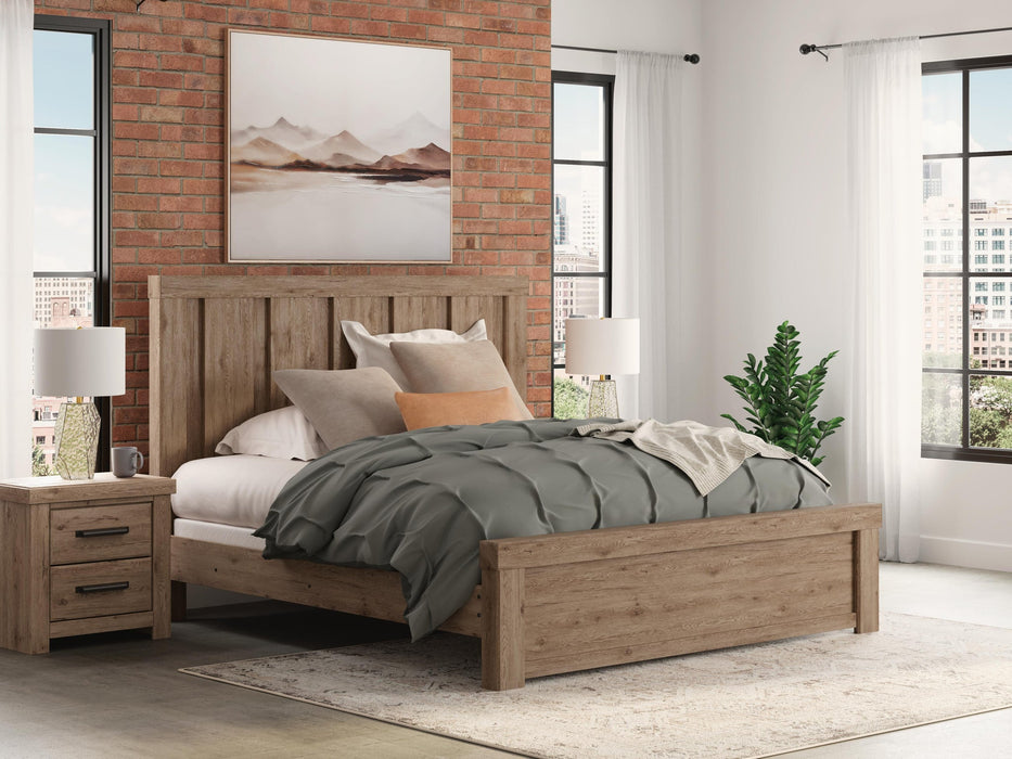 Garistyn King Panel Bed. Dresser, Mirror and Nightstand