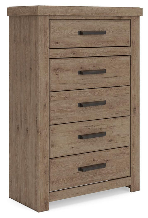 Garistyn King Panel Storage Bed, Dresser, Mirror, Chest and Nightstand