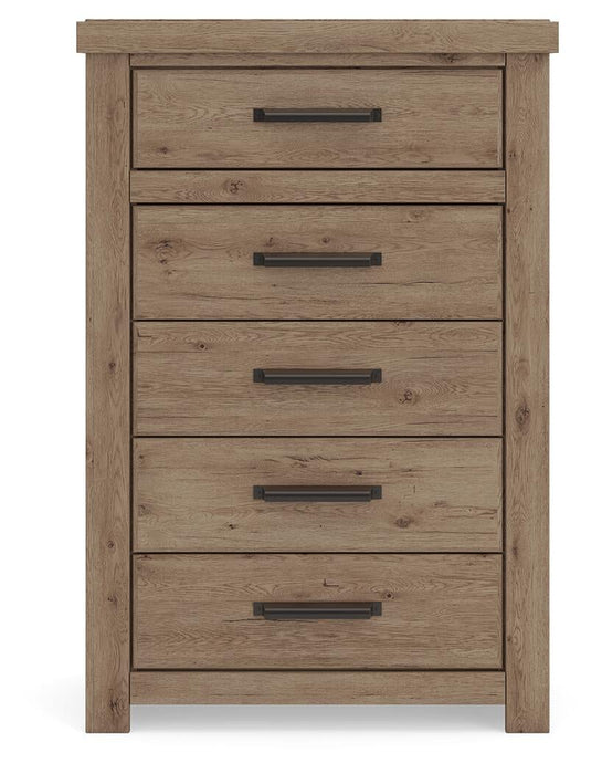Garistyn King Panel Storage Bed, Dresser, Mirror, Chest and Nightstand