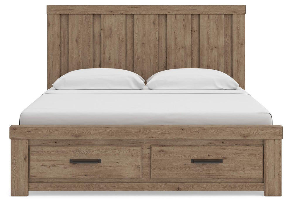 Garistyn King Panel Storage Bed, Dresser and Mirror