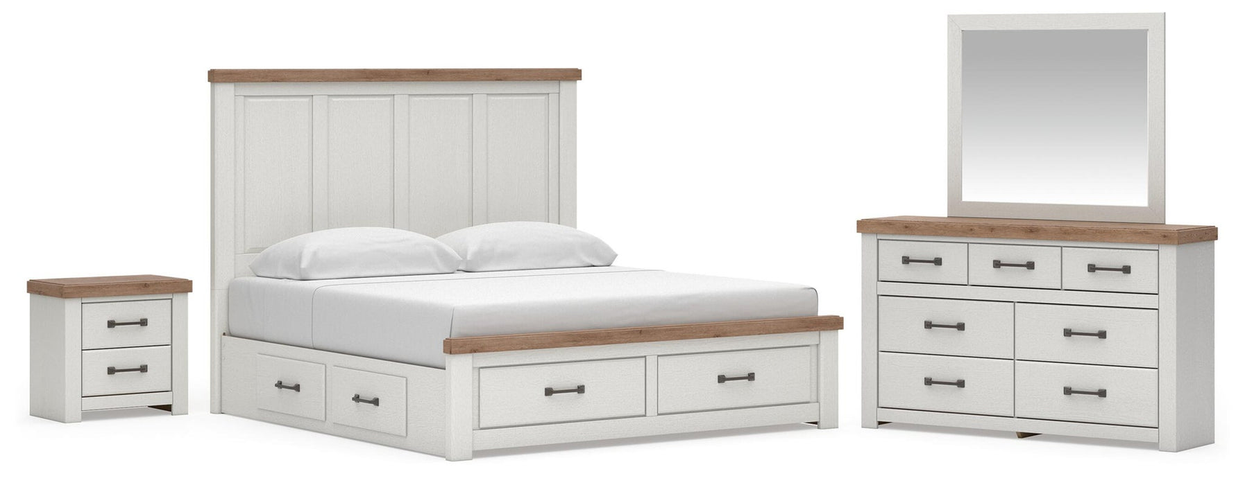 Savonport King Panel Storage Bed. Dresser, Mirror and Nightstand