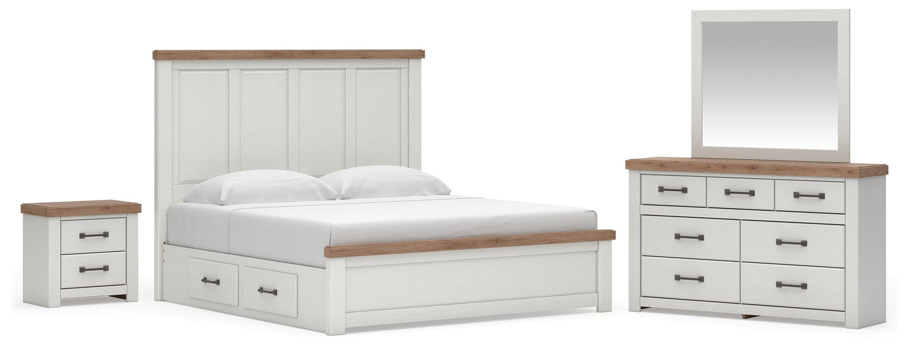 Savonport King Panel Bed with Storage. Dresser, Mirror and Nightstand