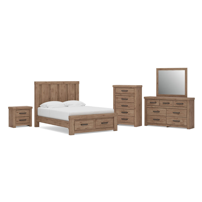 Garistyn Queen Panel Storage Bed, Dresser, Mirror, Chest and Nightstand