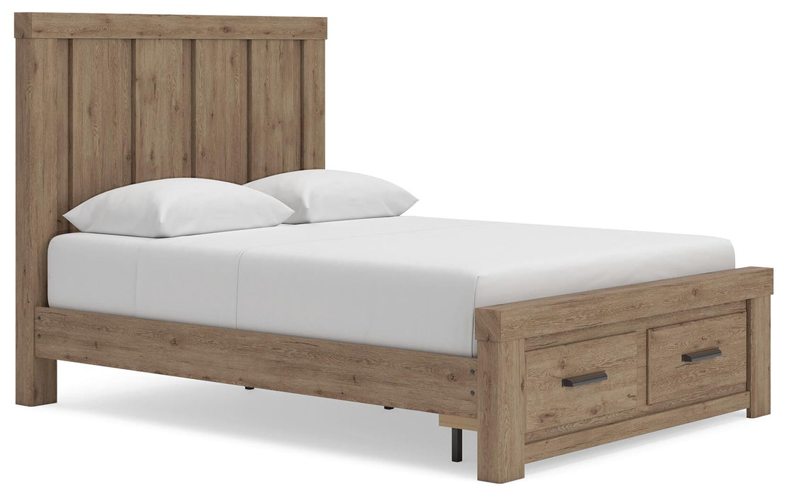 Garistyn Queen Panel Storage Bed, Dresser and Mirror