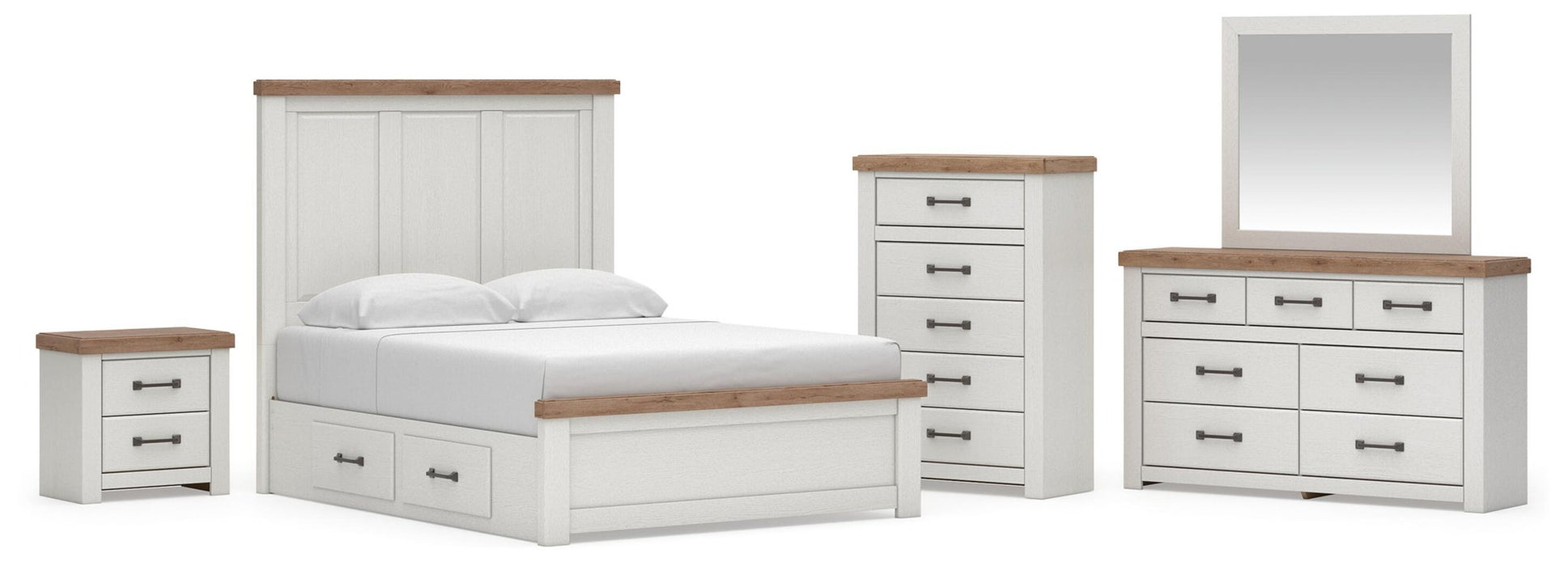 Savonport Queen Panel Bed with Storage, Dresser, Mirror, Chest and Nightstand