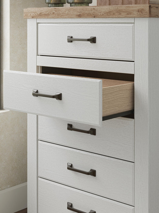 Savonport Queen Panel Bed with Storage, Dresser, Mirror, Chest and Nightstand