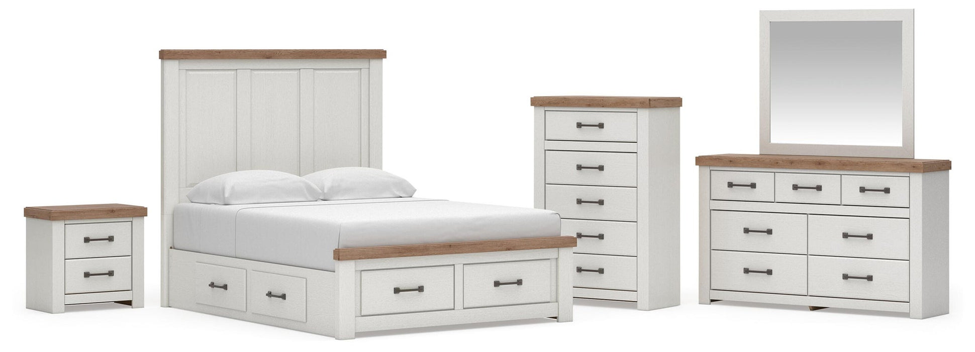 Savonport King Panel Storage Bed, Dresser, Mirror, Chest and Nightstand