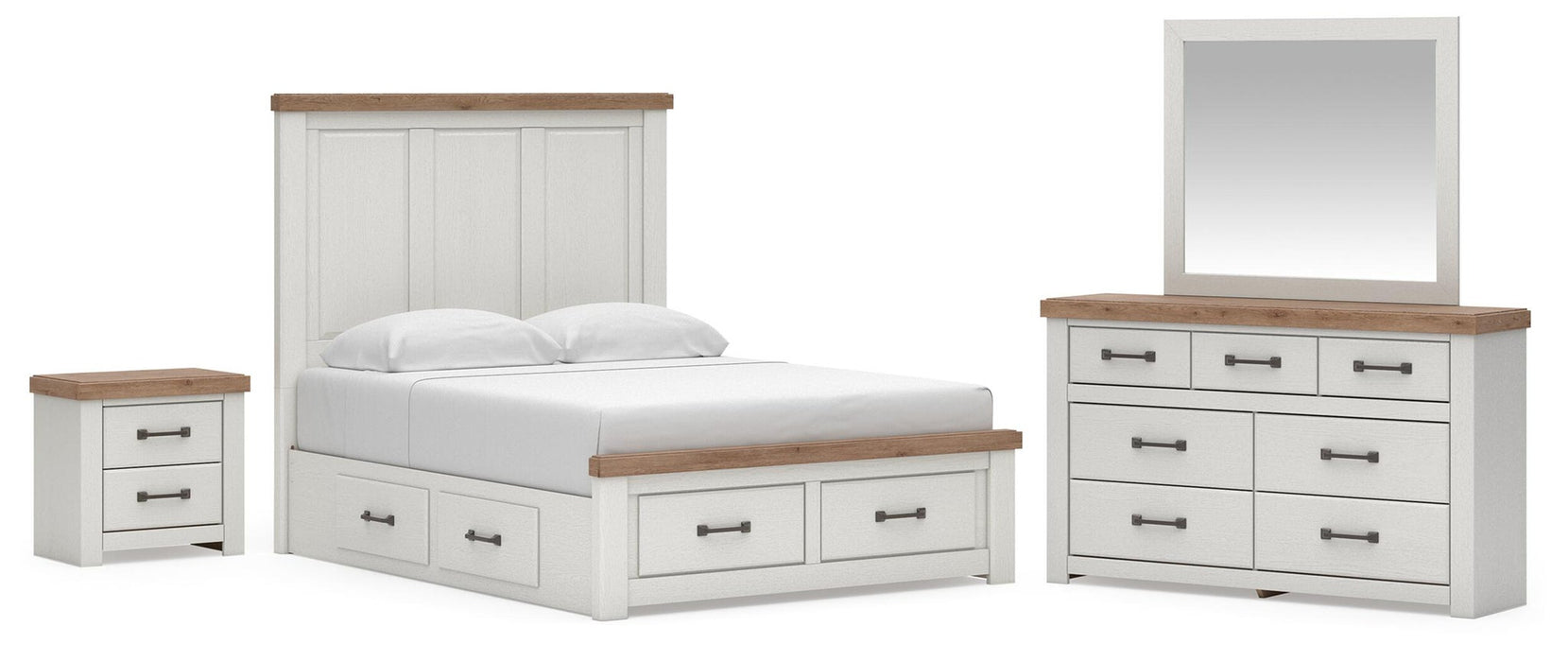 Savonport Queen Panel Storage Bed. Dresser, Mirror and Nightstand