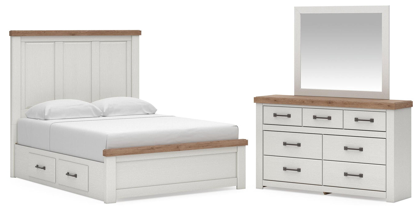Savonport Queen Panel Bed with Storage, Dresser and Mirror