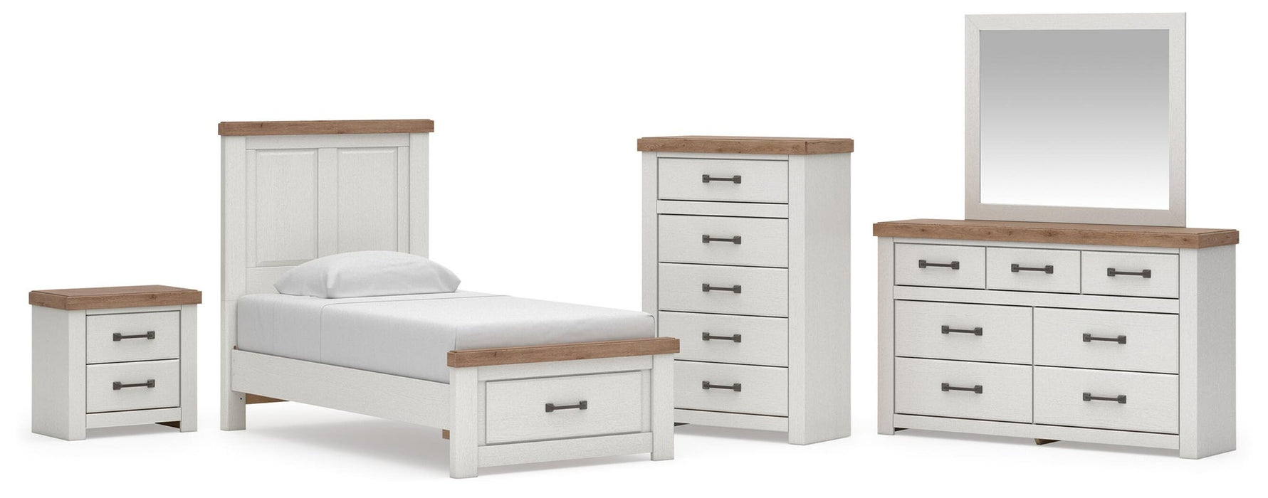 Savonport Twin Panel Storage Bed, Dresser, Mirror, Chest and Nightstand