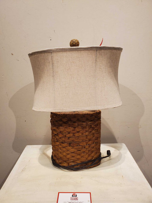 Wicker Lamp With Tan Shade (AS)