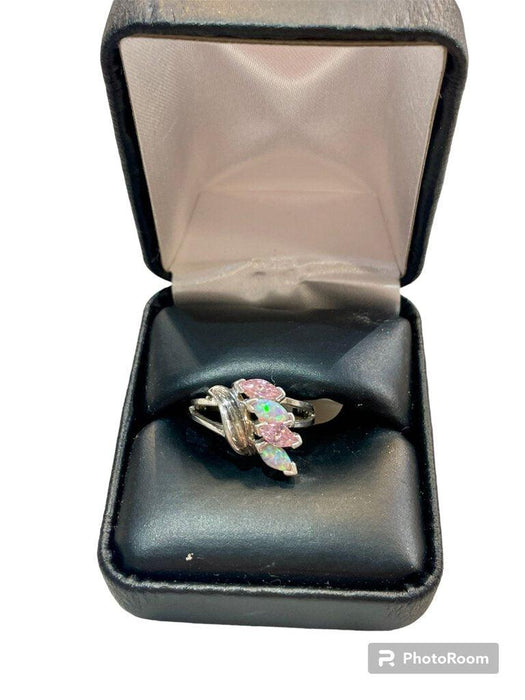 SS OPAL AND PINK MARQ STONES FREEFORM BAND SZ 6