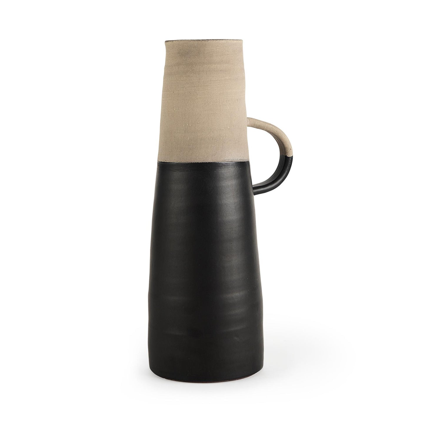 Garand Large 18.8H Two-Toned Black/Natural Ceramic Jug