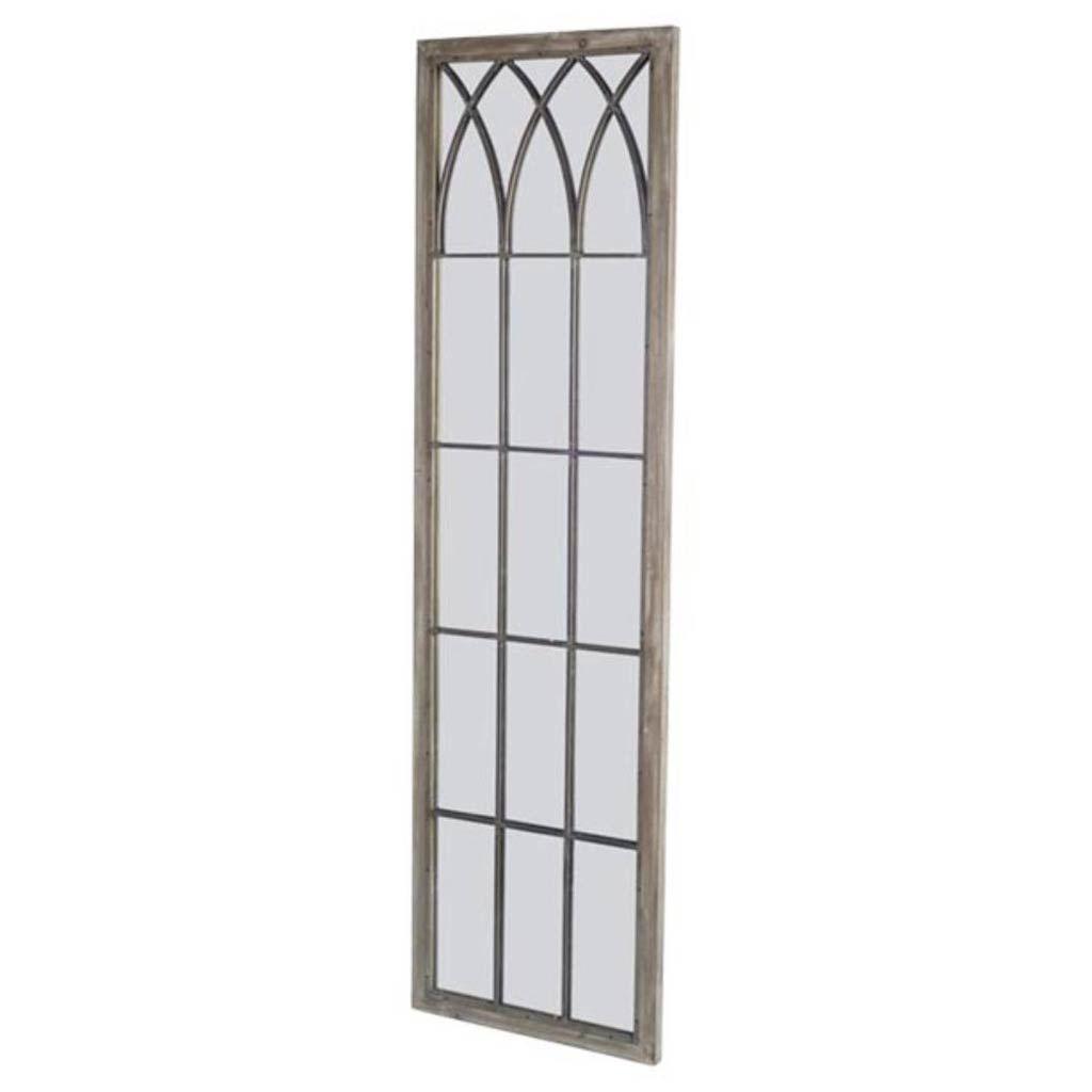 Midvale 1.4L x 19.7W x 68.9H Gray Washed Solid Wood Frame W/ Metal Trellis Detail Full Length Mirror
