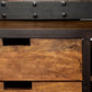 Brodie II Medium Brown Wood Copper Ladder Four Shelf Shelving Unit 57L x 20.5W x94H
