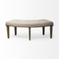 Aponas 55L x 20W Beige Upholstered Brown Wooden Curved Dining Bench