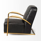 Horace I Black Leather Diamond Pattern w/Gold Iron Frame Accent Chair