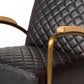 Horace I Black Leather Diamond Pattern w/Gold Iron Frame Accent Chair
