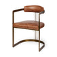 Hollyfield I Brown Leather Seat Gold Iron Frame Dining Chair