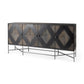 Hogarth I 72x15 Two-Tone Brown Solid Wood Base Silver Frame 4 Cabinet Sideboard