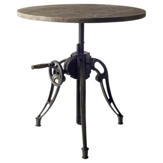 Emslie II 30" Grey Solid Wood Top Black Metal Base Bistro Dining Table