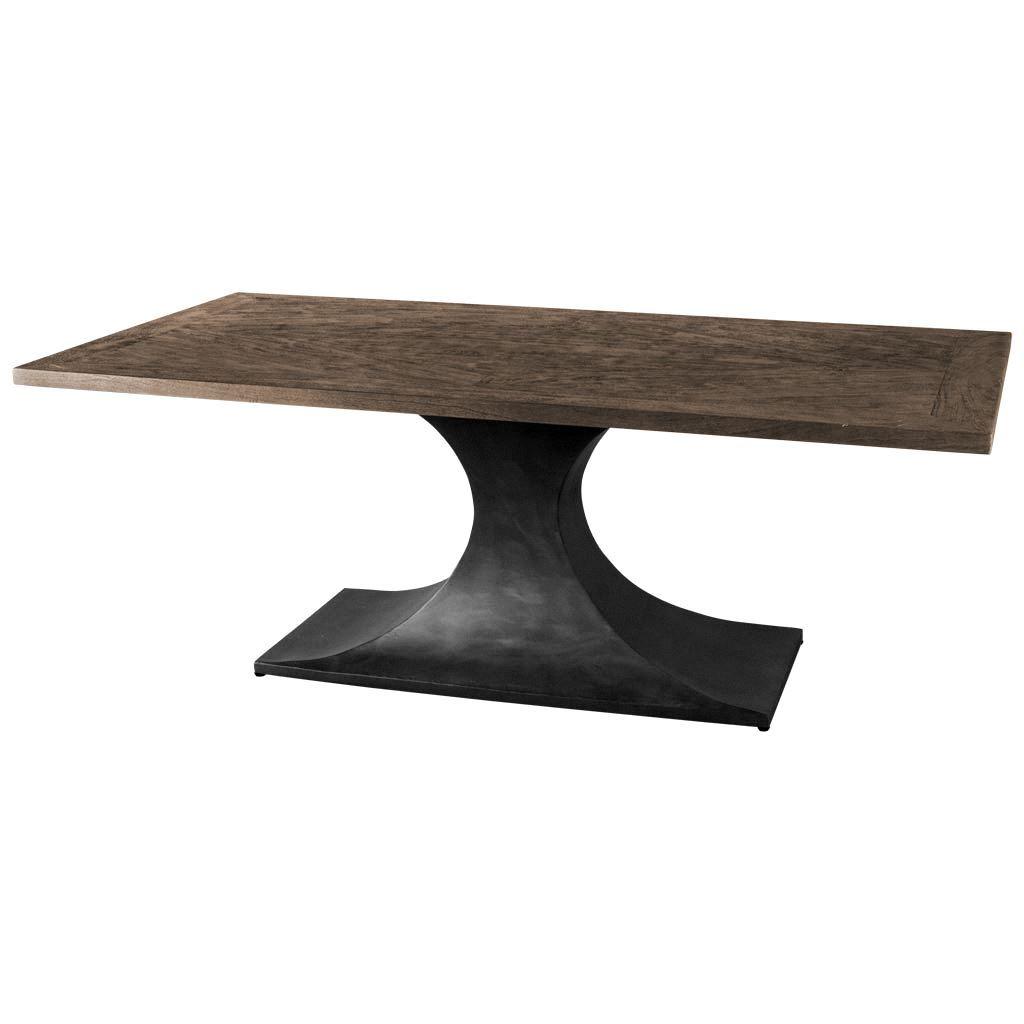 Maxton II 79x39 Rectangular Brown Solid Wood Top Black Metal Base Dining Table