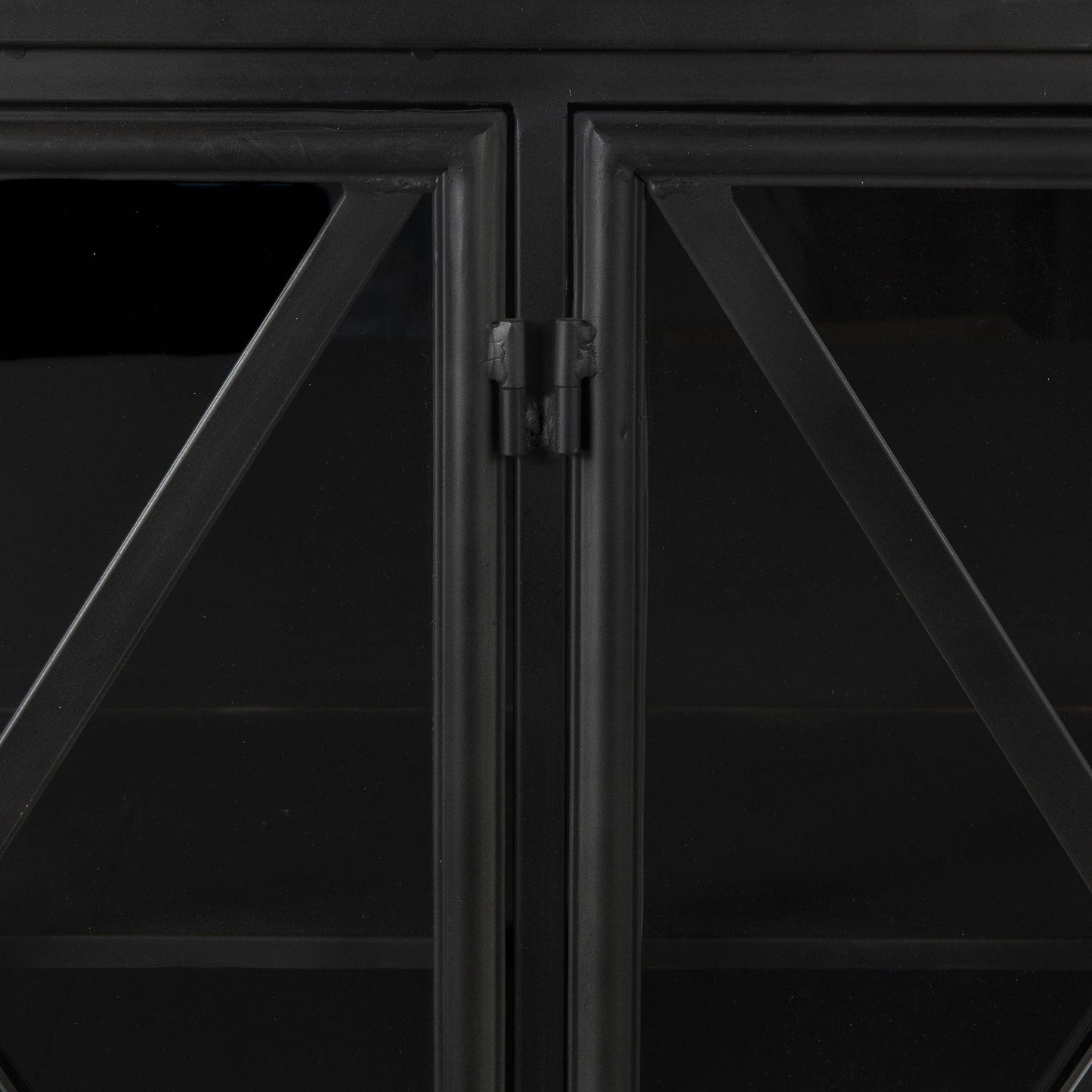 Poppy I 79x16 Black Metal With Glass Door Sideboard