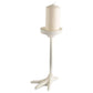 Daffy II Tall White Cast Iron Chicken Foot Table Candle Holder