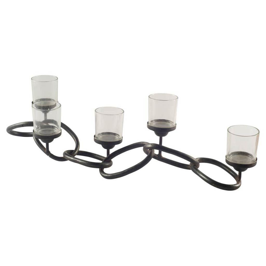 Quito Black Metal Chain-Link Five Candle Table Candle Holder
