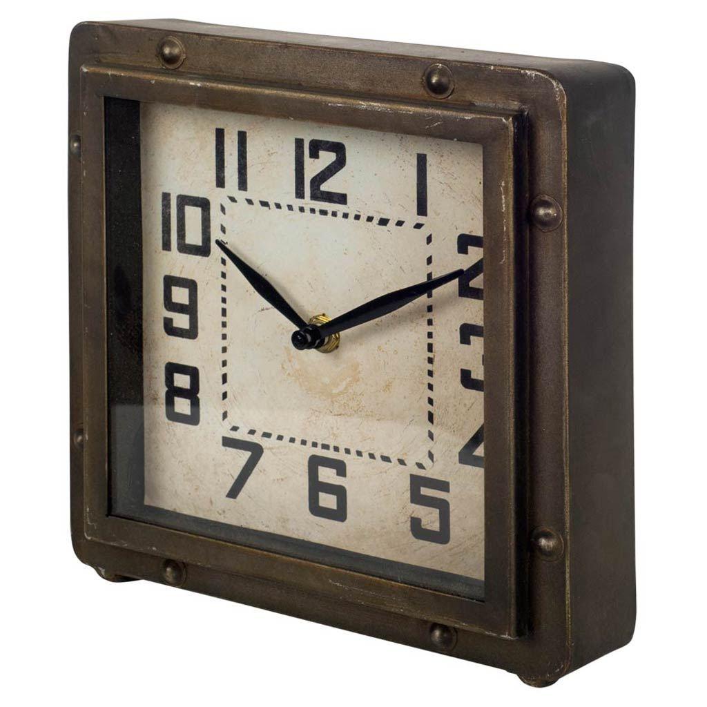 Redding Bronze Toned Metal Square Table Clock