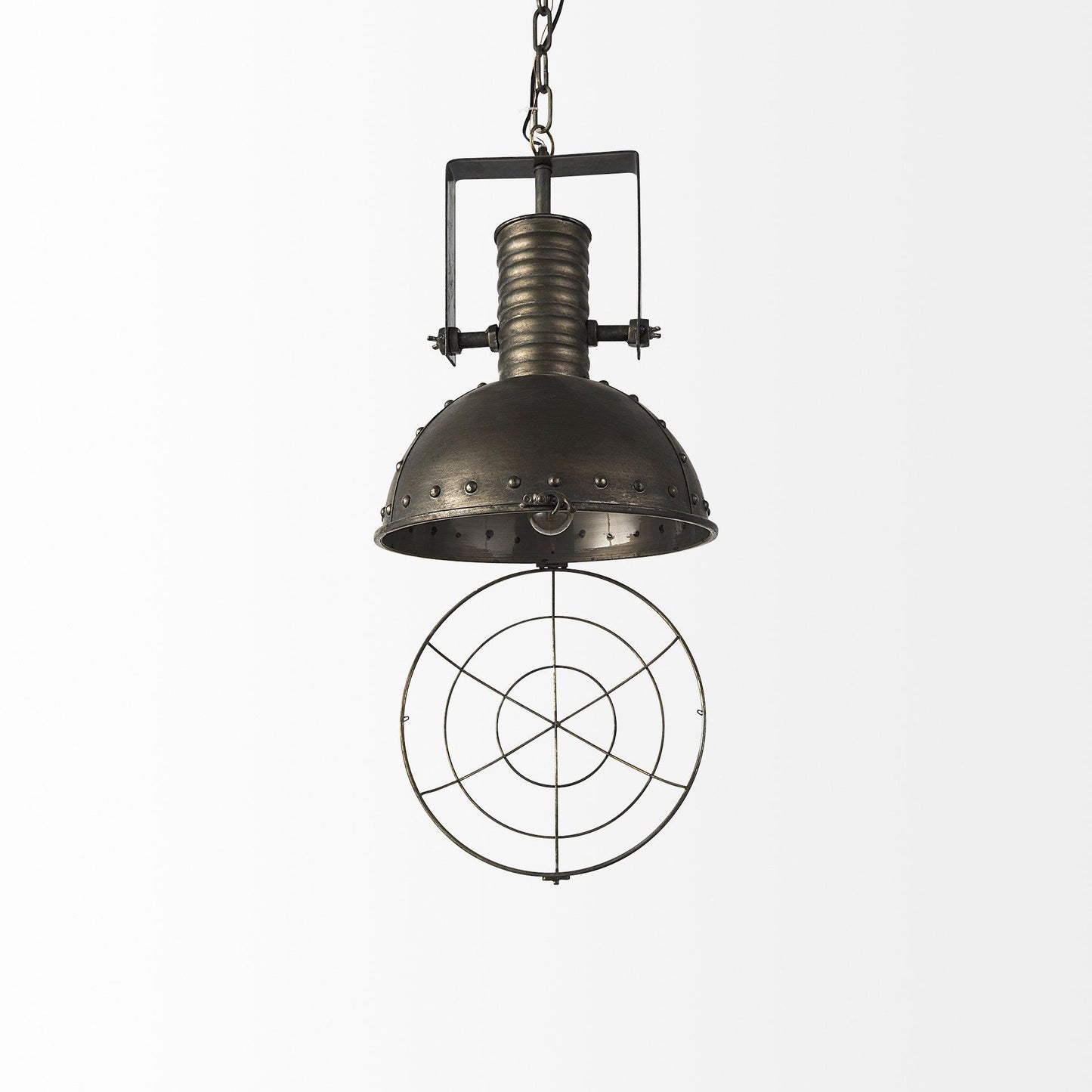 Zaio 12.5Lx 12.5W x 18.5H Weathered Antique Gold Metal Caged Bulb Pendant Light