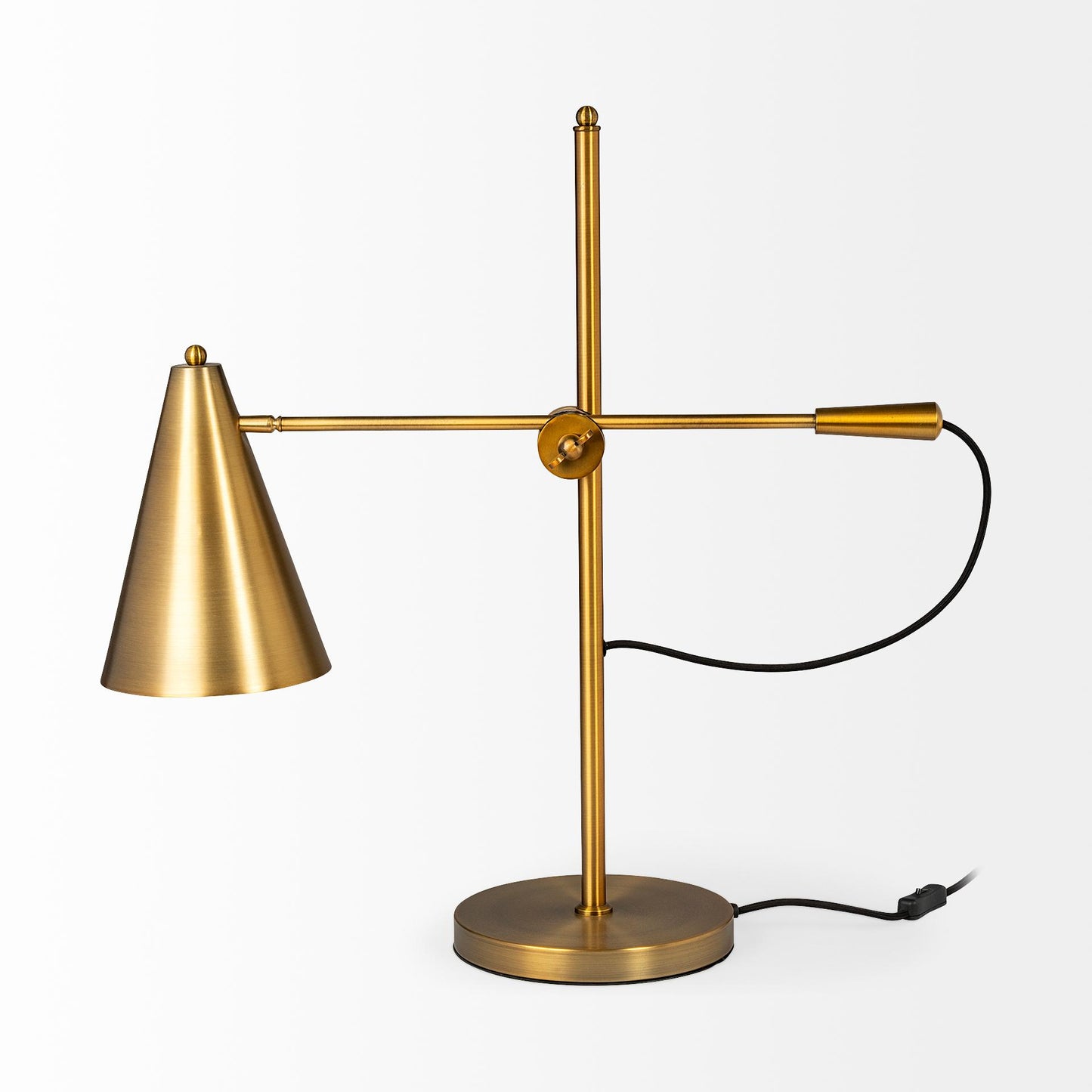 Fragon I (26"H) Gold-Tone Metal Adjustable Cone Shade Table Lamp